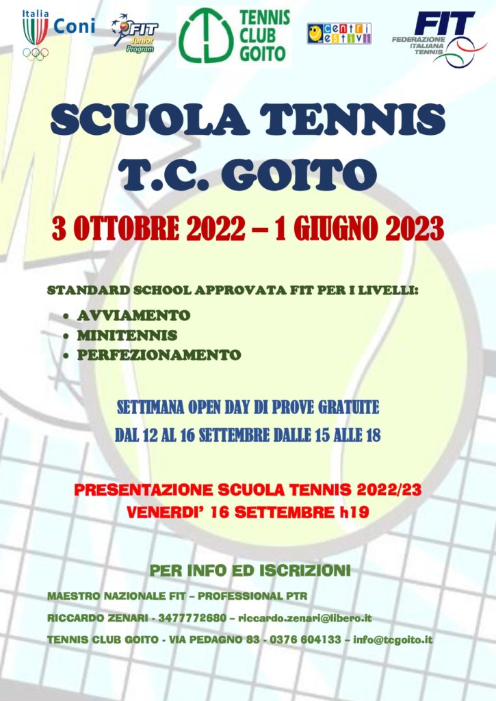 Locandina Scuola Tennis 2022